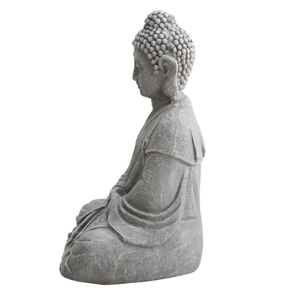 Sunjoy Buddha Statue 20 in. Large Sized Buddha Garden Statue Gray Decorative Outdoor Buddha Statue. Picture 3