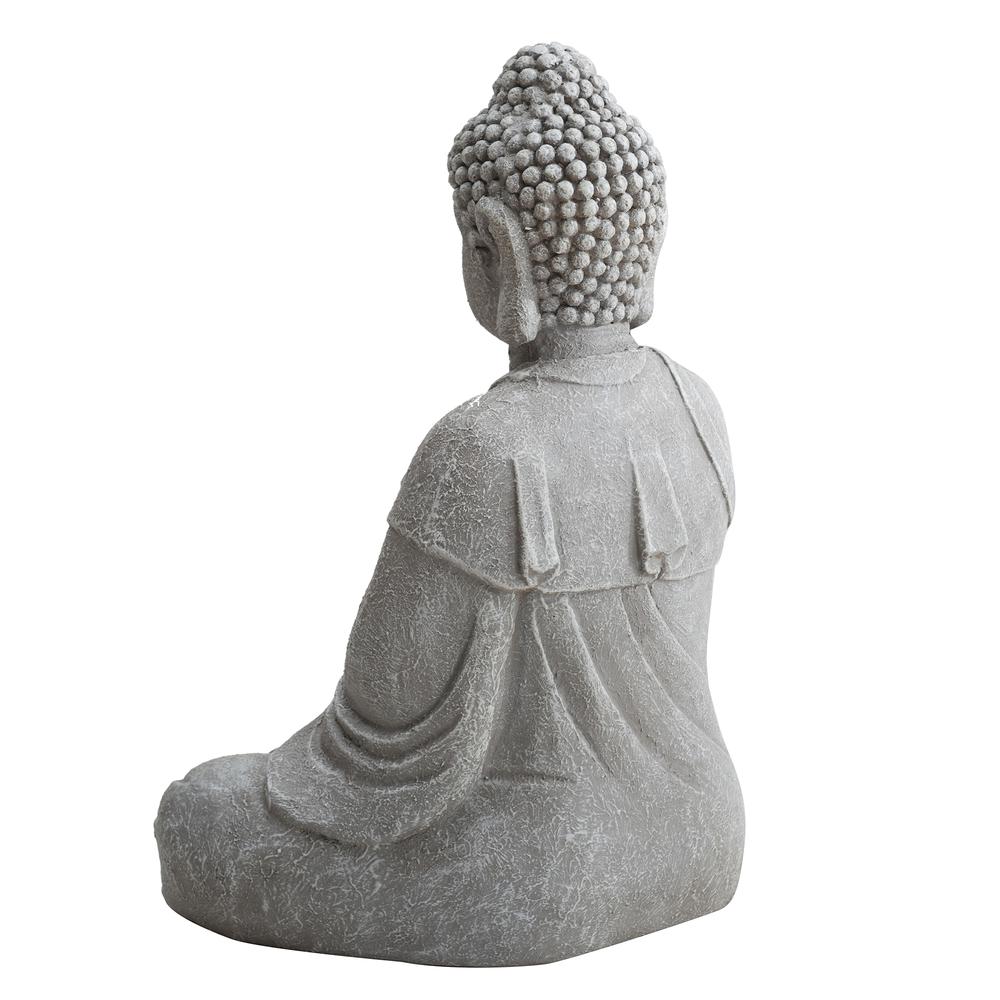 Sunjoy Buddha Statue 20 in. Large Sized Buddha Garden Statue Gray Decorative Outdoor Buddha Statue. Picture 4