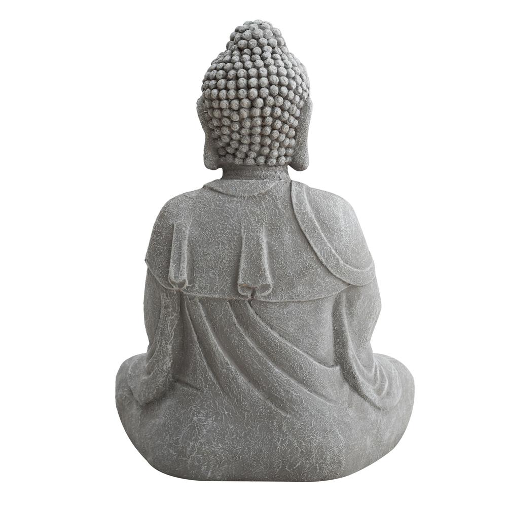 Sunjoy Buddha Statue 20 in. Large Sized Buddha Garden Statue Gray Decorative Outdoor Buddha Statue. Picture 5