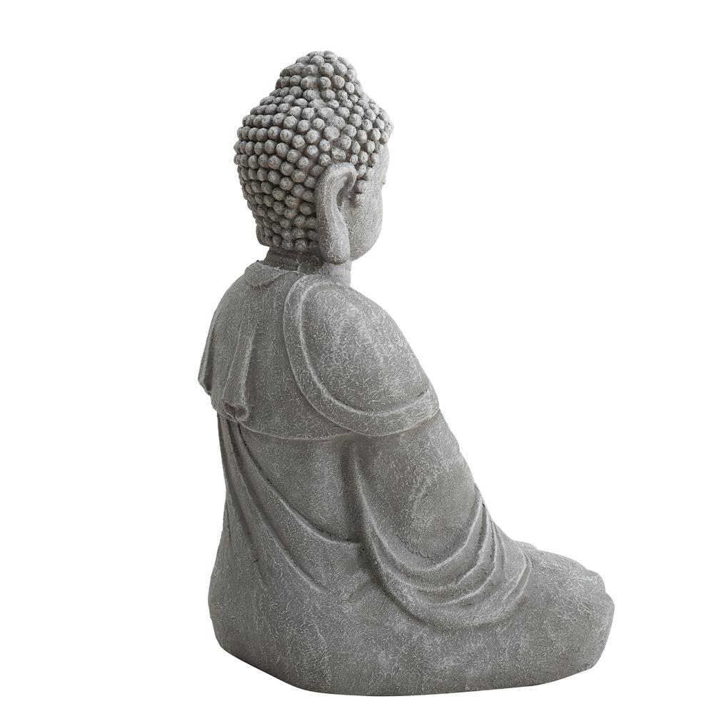 Sunjoy Buddha Statue 20 in. Large Sized Buddha Garden Statue Gray Decorative Outdoor Buddha Statue. Picture 6