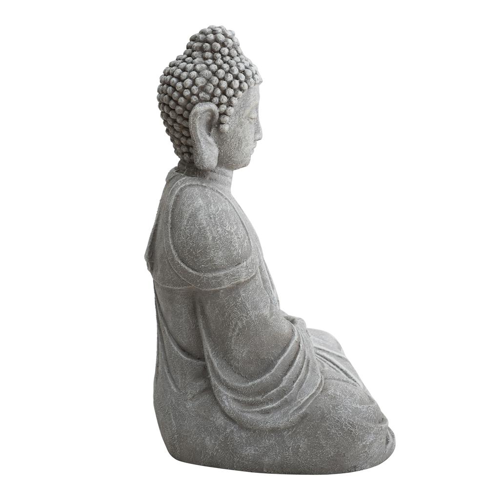 Sunjoy Buddha Statue 20 in. Large Sized Buddha Garden Statue Gray Decorative Outdoor Buddha Statue. Picture 7