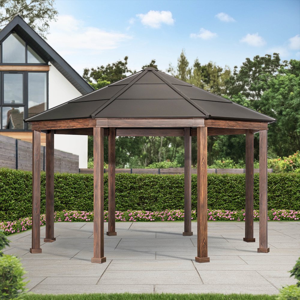 Sunjoy 15 ft. x 15 ft. Daybreak Octagon Hard Top Gazebo. Picture 2
