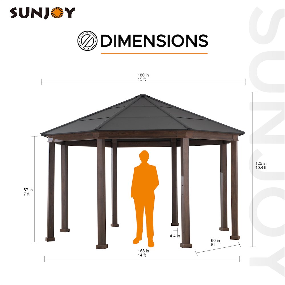 Sunjoy 15 ft. x 15 ft. Daybreak Octagon Hard Top Gazebo. Picture 3
