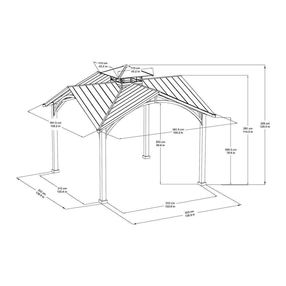 Sunjoy 12.5 ft. x 12.5 ft. Roanforth Hard Top Gazebo. Picture 2