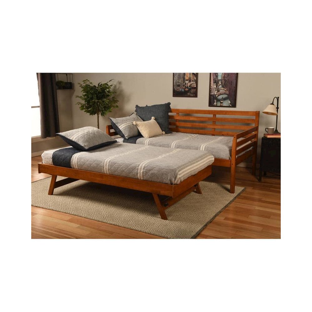 Boho Daybed-Pop Up-Barbados Finish-Linen Aqua Mattresses. Picture 7