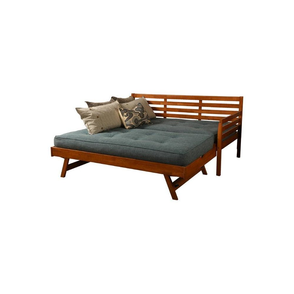 Boho Daybed-Pop Up-Barbados Finish-Linen Aqua Mattresses. Picture 2