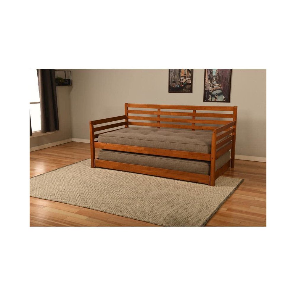 Boho Daybed-Pop Up-Barbados Finish-Linen Stone Mattresses. Picture 4