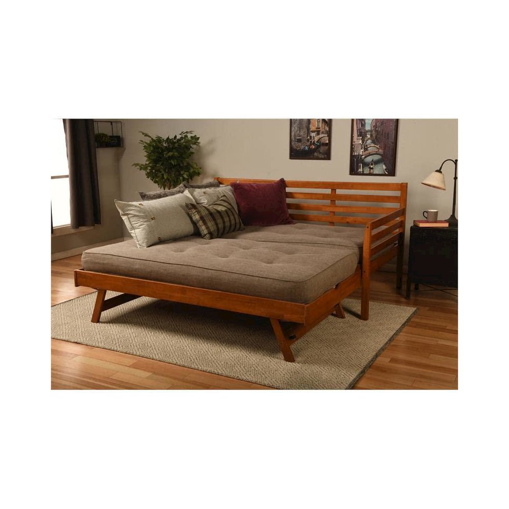 Boho Daybed-Pop Up-Barbados Finish-Linen Stone Mattresses. Picture 3