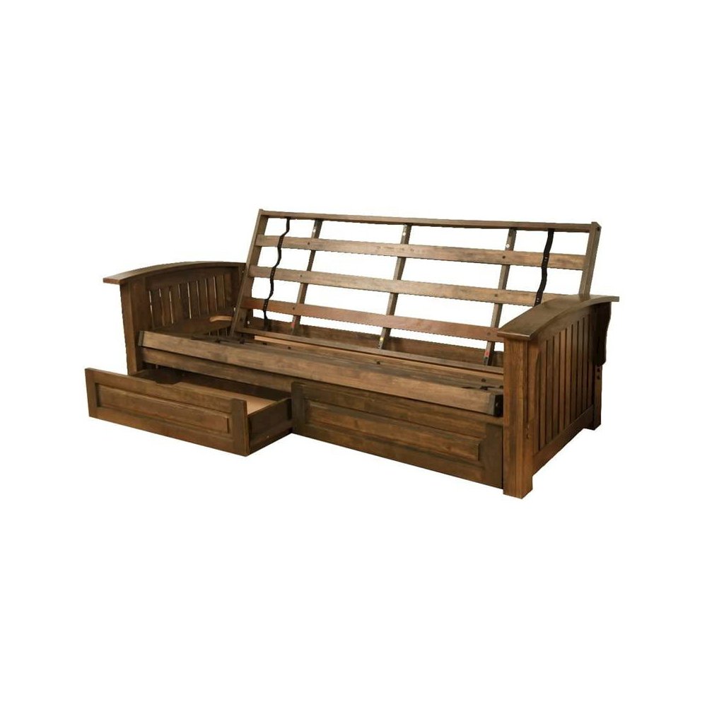 Washington Queen Frame-Rustic Walnut-Storage Drawers. Picture 1