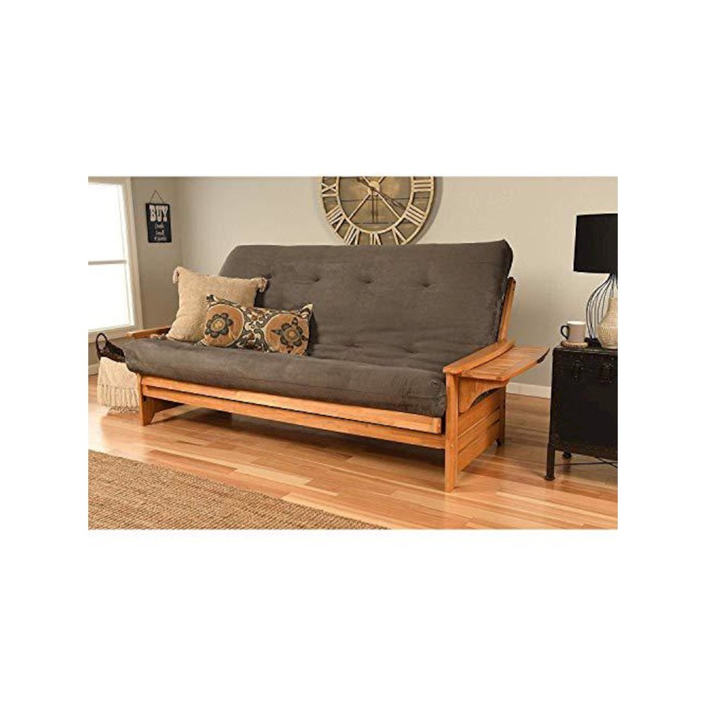 Phoenix Frame Queen-Butternut Finish-Suede Gray Mattress. Picture 1