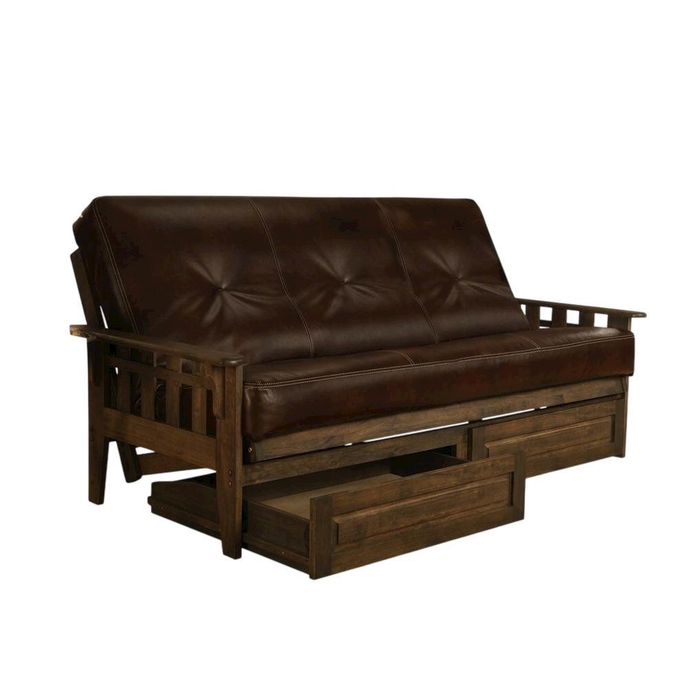 Foldable Fabric Futon with Polyester Leather Blend, Versatile Convertible Design. Picture 1
