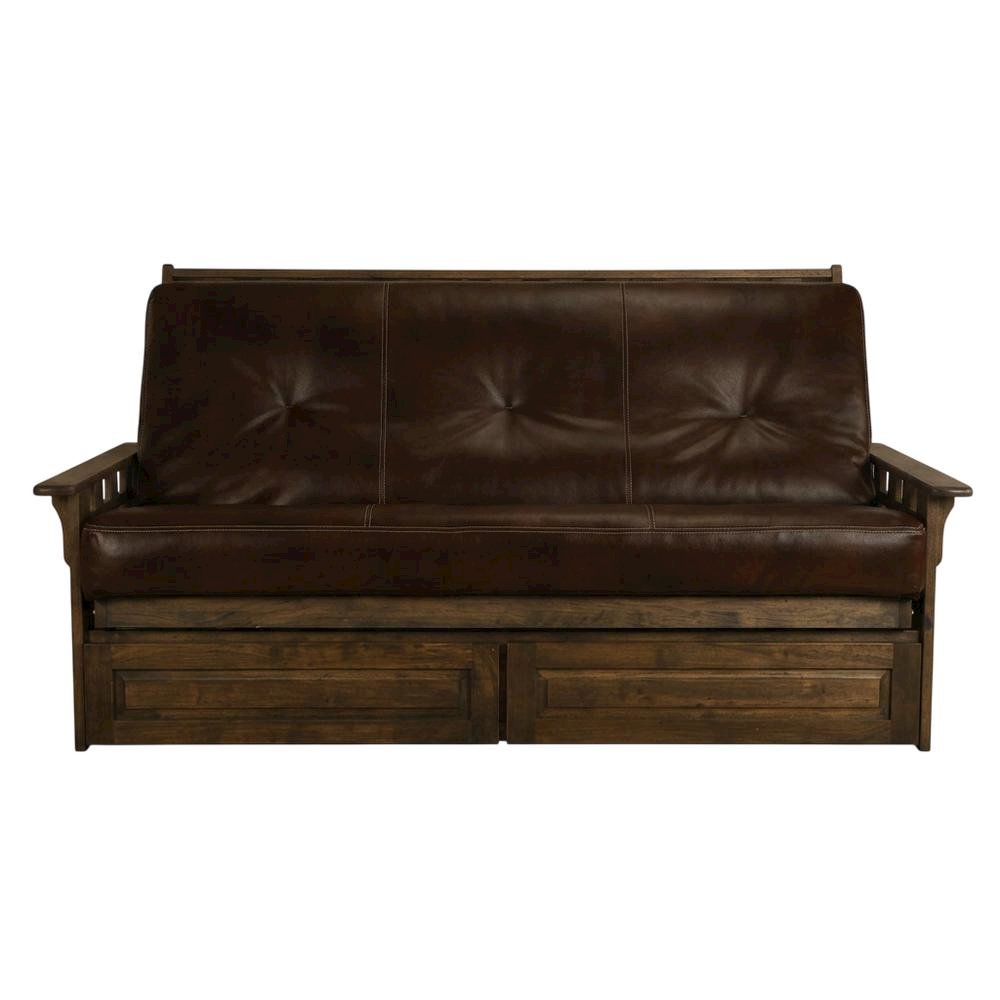 Foldable Fabric Futon with Polyester Leather Blend, Versatile Convertible Design. Picture 4