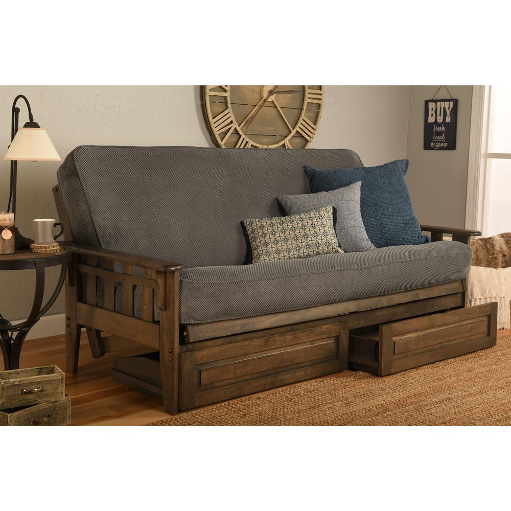 Tucson Frame-Rustic Walnut Finish-Marmont Thunder Mattress-Storage Drawers. Picture 3