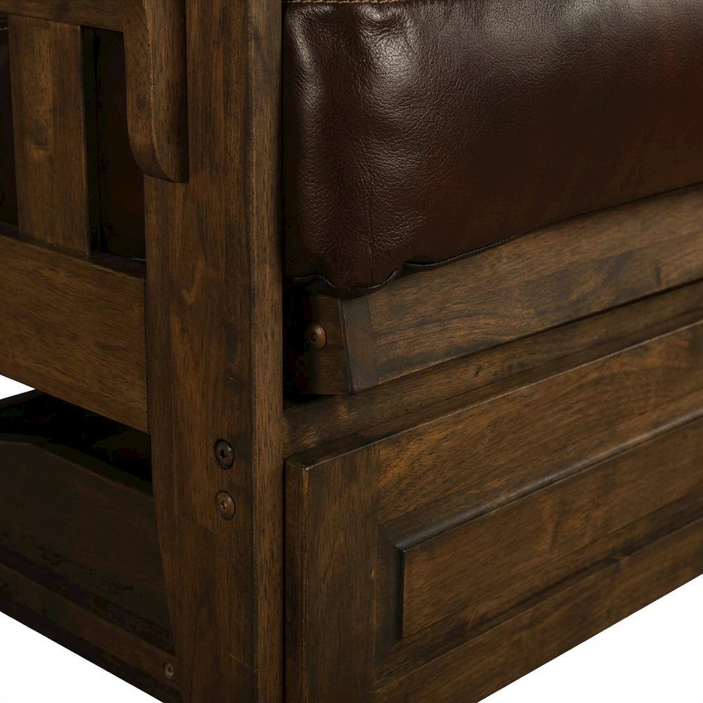 Foldable Fabric Futon with Polyester Leather Blend, Versatile Convertible Design. Picture 6