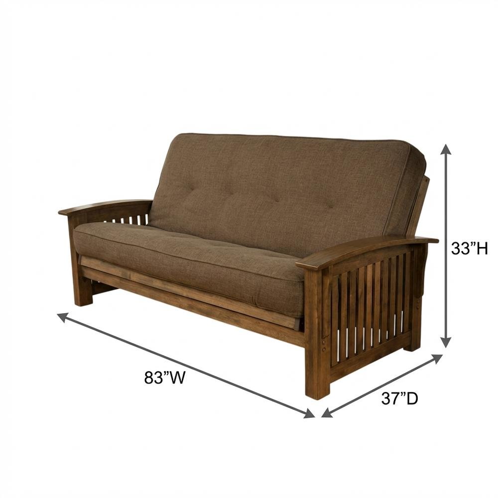 Brown Fabric Futon with Sturdy Frame and Comfortable Mattress. Picture 7