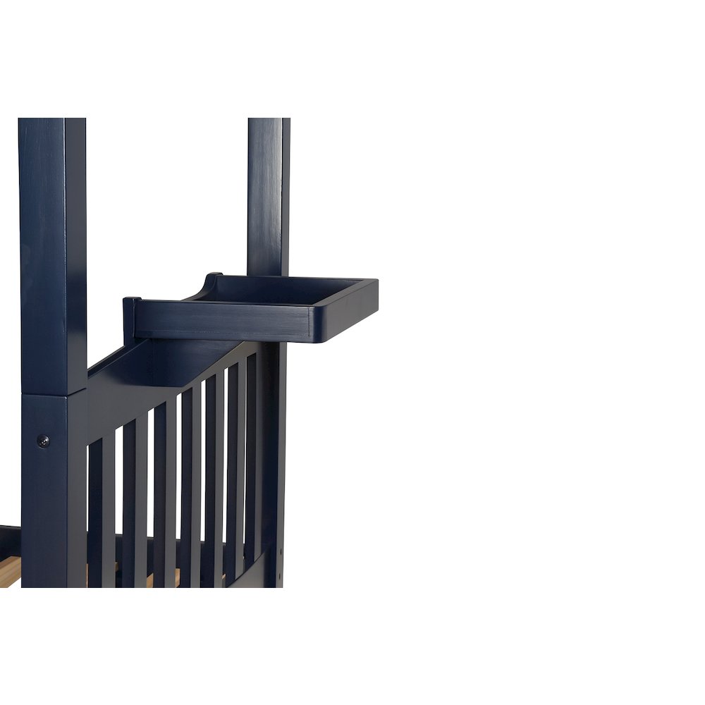 Twin over Twin Bunk Bed with Tray, Twin, Navy Blue (Mattresses Not Included). Picture 5