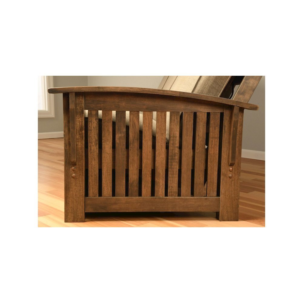 Washington Frame-Rustic Walnut Finish-Linen Aqua Mattress. Picture 4