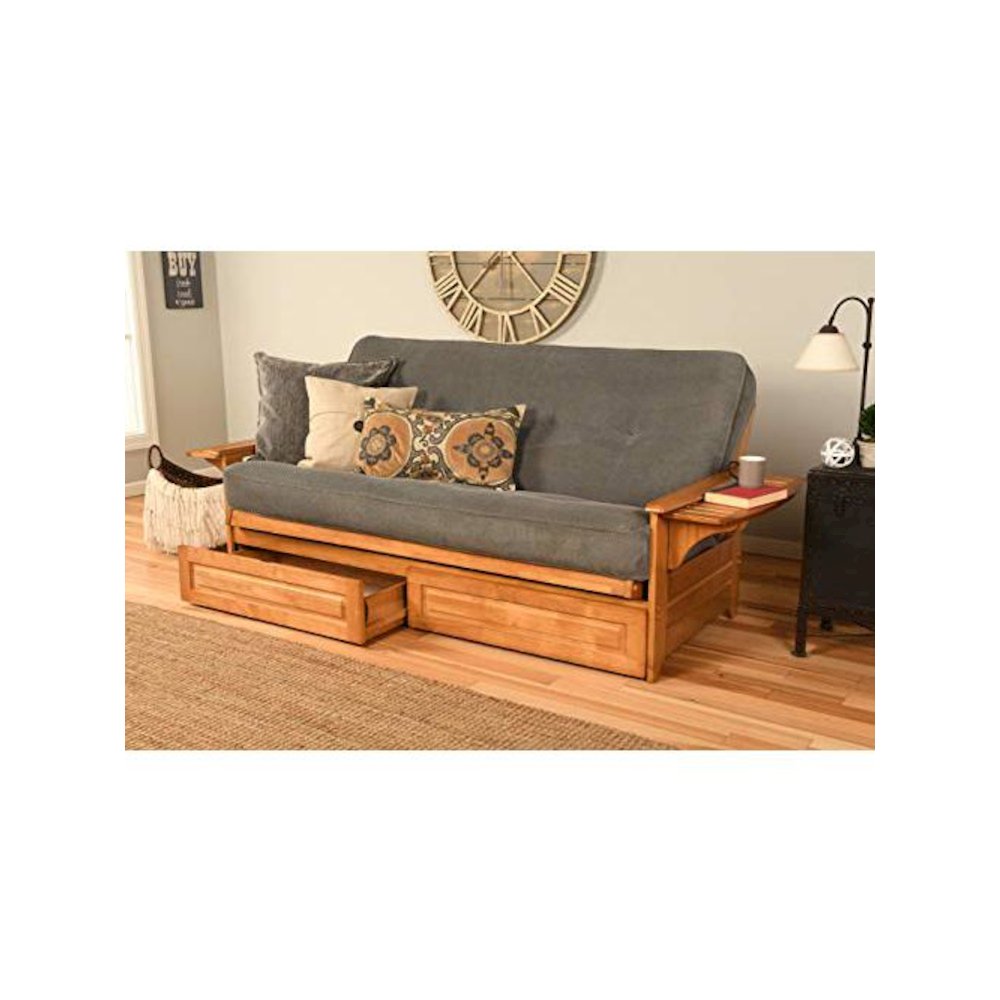 Phoenix Frame-Butternut Finish-Marmont Thunder Mattress-Storage Drawers. Picture 1