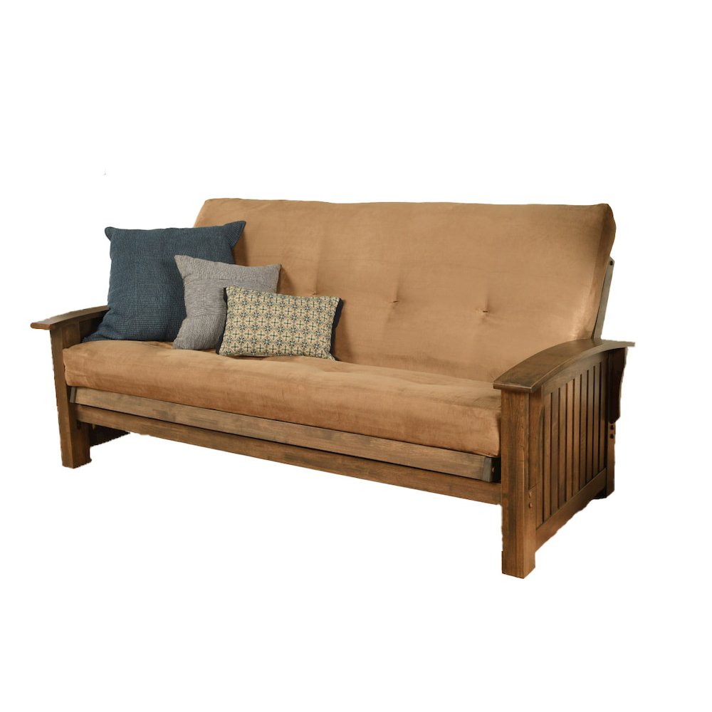 Washington Frame-Rustic Walnut Finish-Suede Peat Mattress. Picture 1