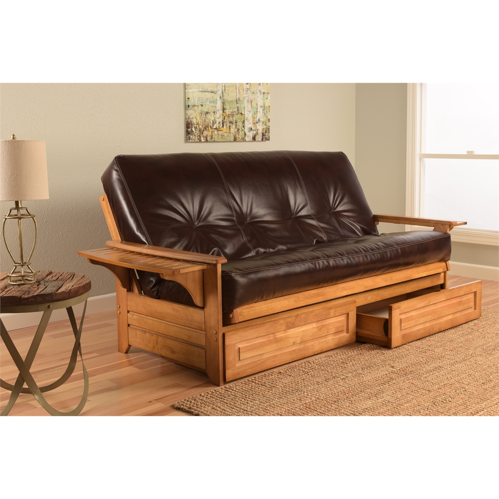 Phoenix Frame-Butternut Finish-Oregon Trail Java Mattress-Storage Drawers. Picture 1