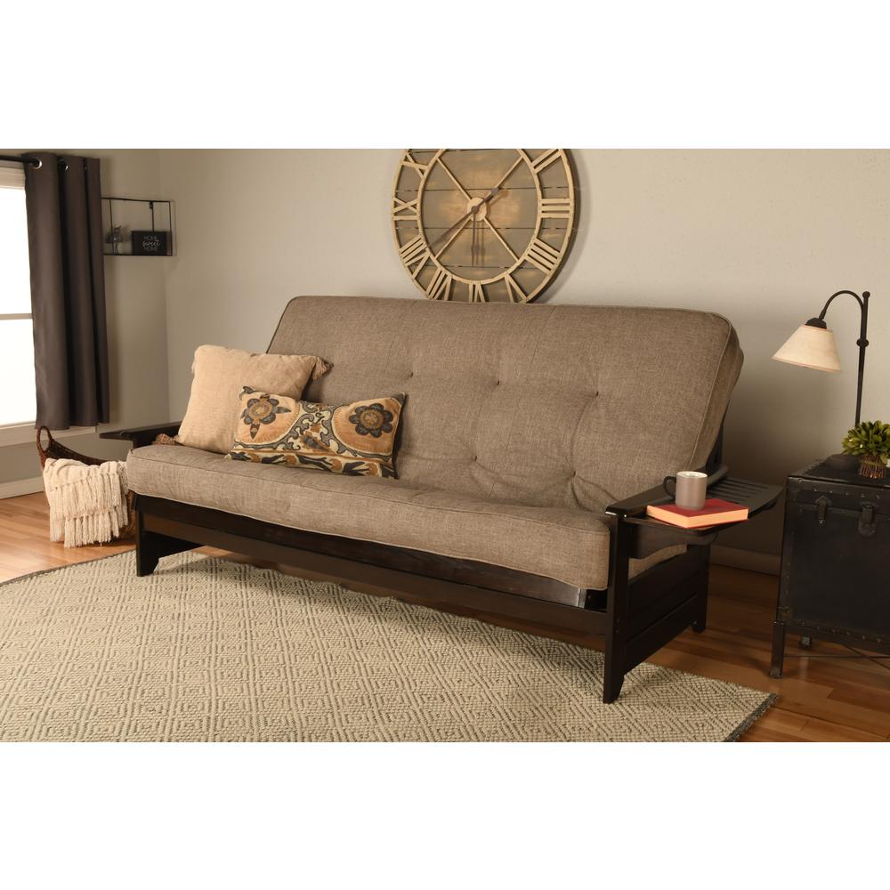 Phoenix Frame Queen-Espresso Finish-Linen Stone Mattress. Picture 1