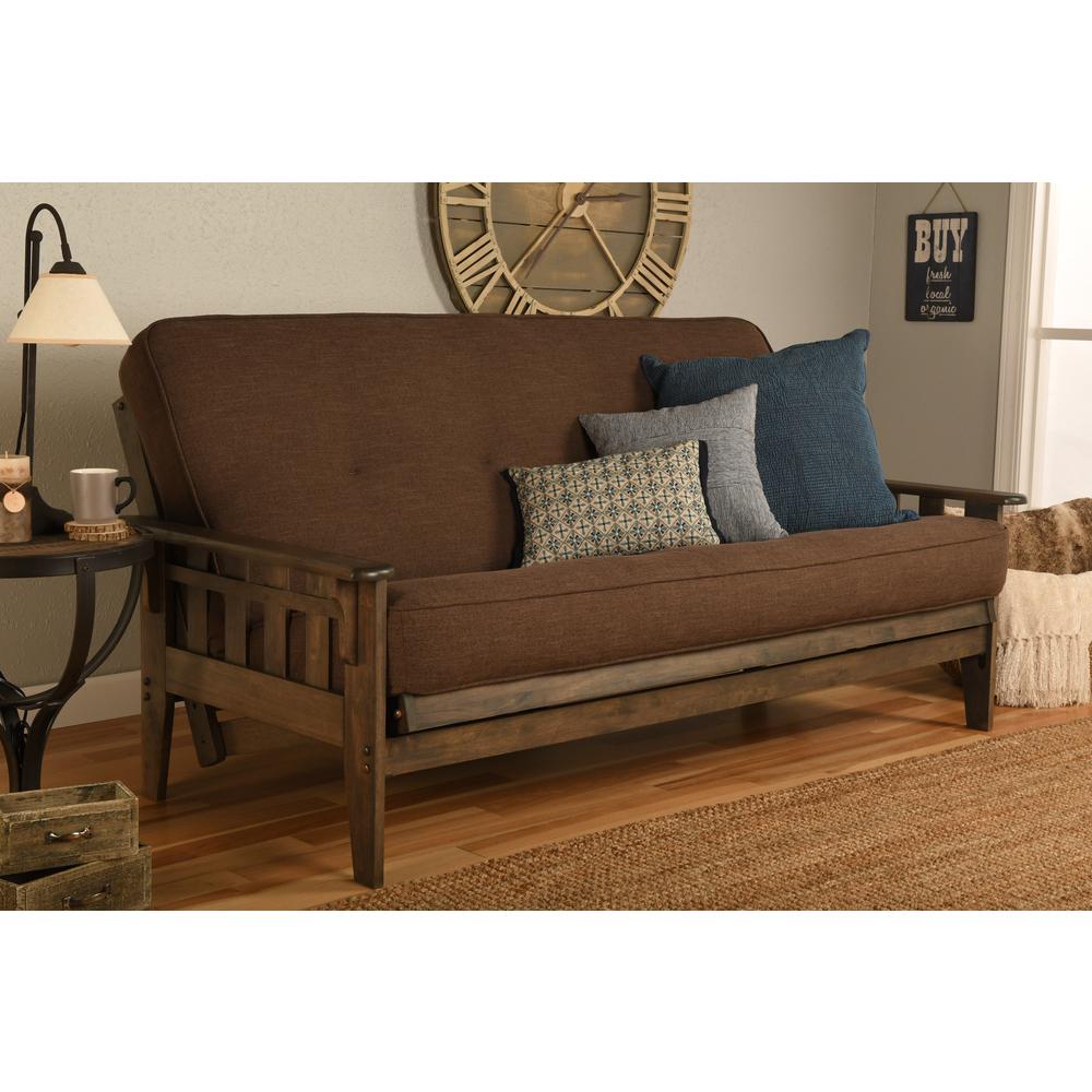 Tucson Frame-Rustic Walnut Finish-Linen Cocoa Mattress. Picture 2