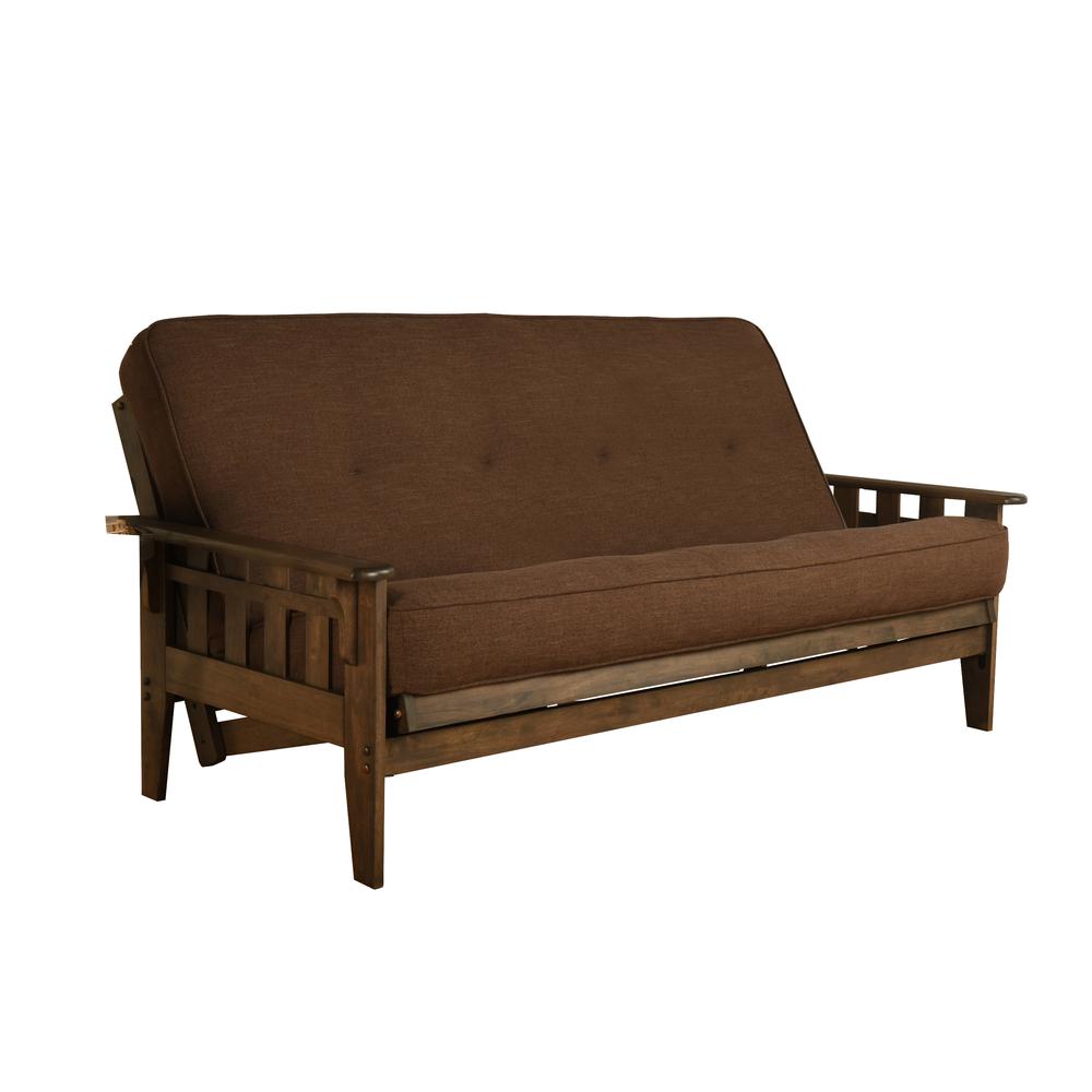 Tucson Frame-Rustic Walnut Finish-Linen Cocoa Mattress. Picture 1