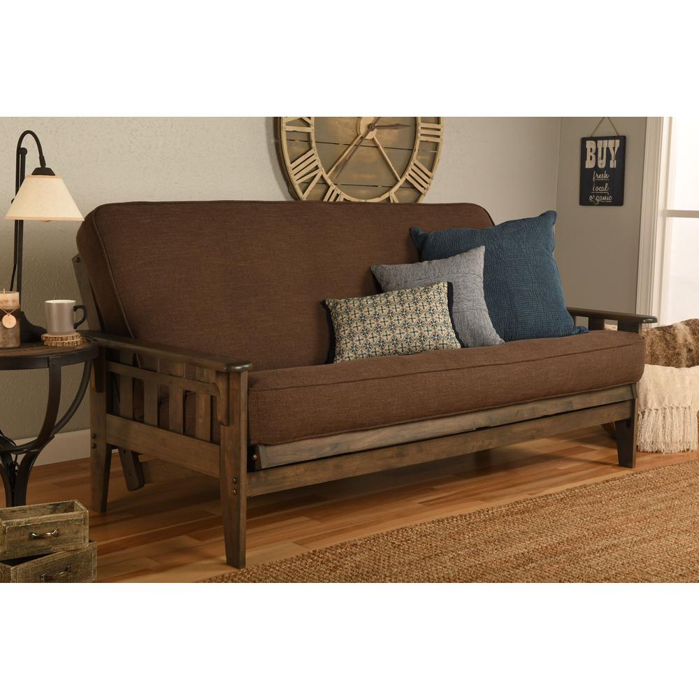 Tucson Frame-Rustic Walnut Finish-Linen Cocoa Mattress. Picture 3