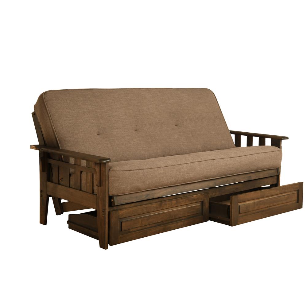 Tucson Frame-Rustic Walnut Finish-Linen Stone Mattress. Picture 2