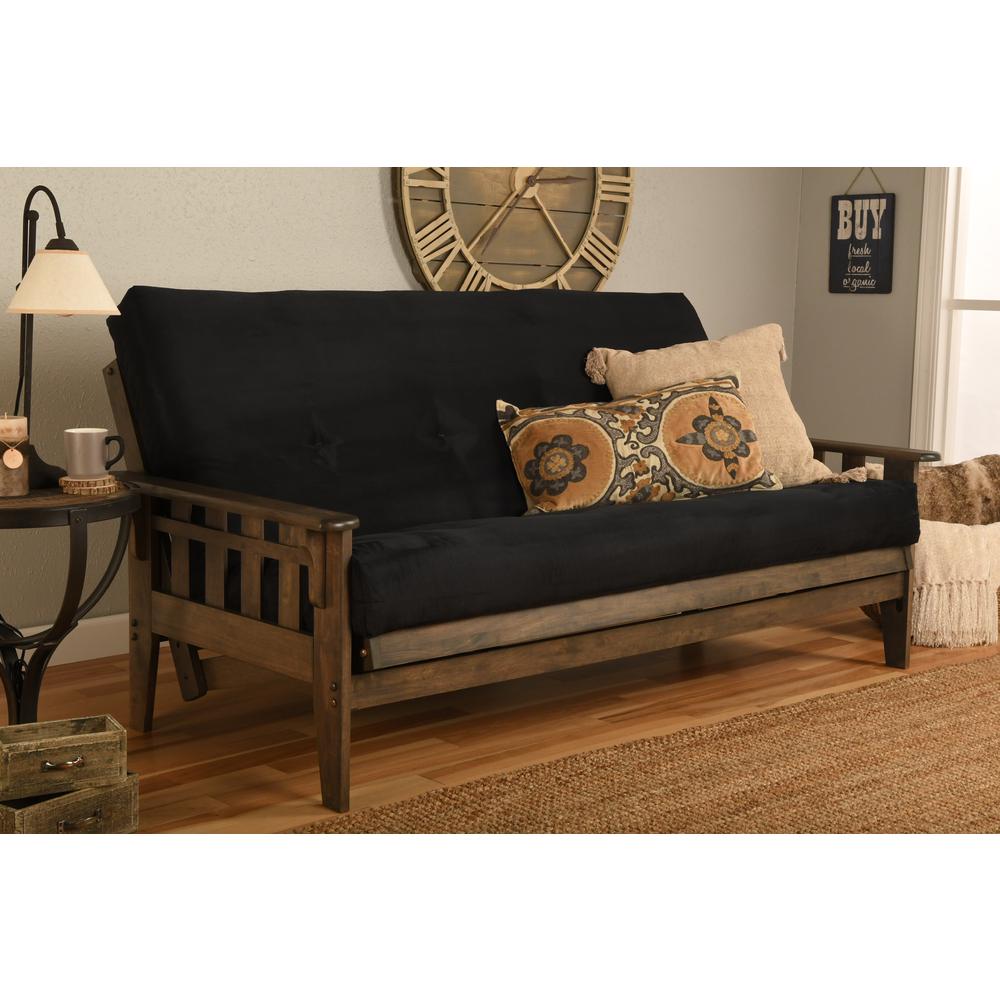 Tucson Frame-Rustic Walnut Finish-Suede Black Mattress. Picture 4