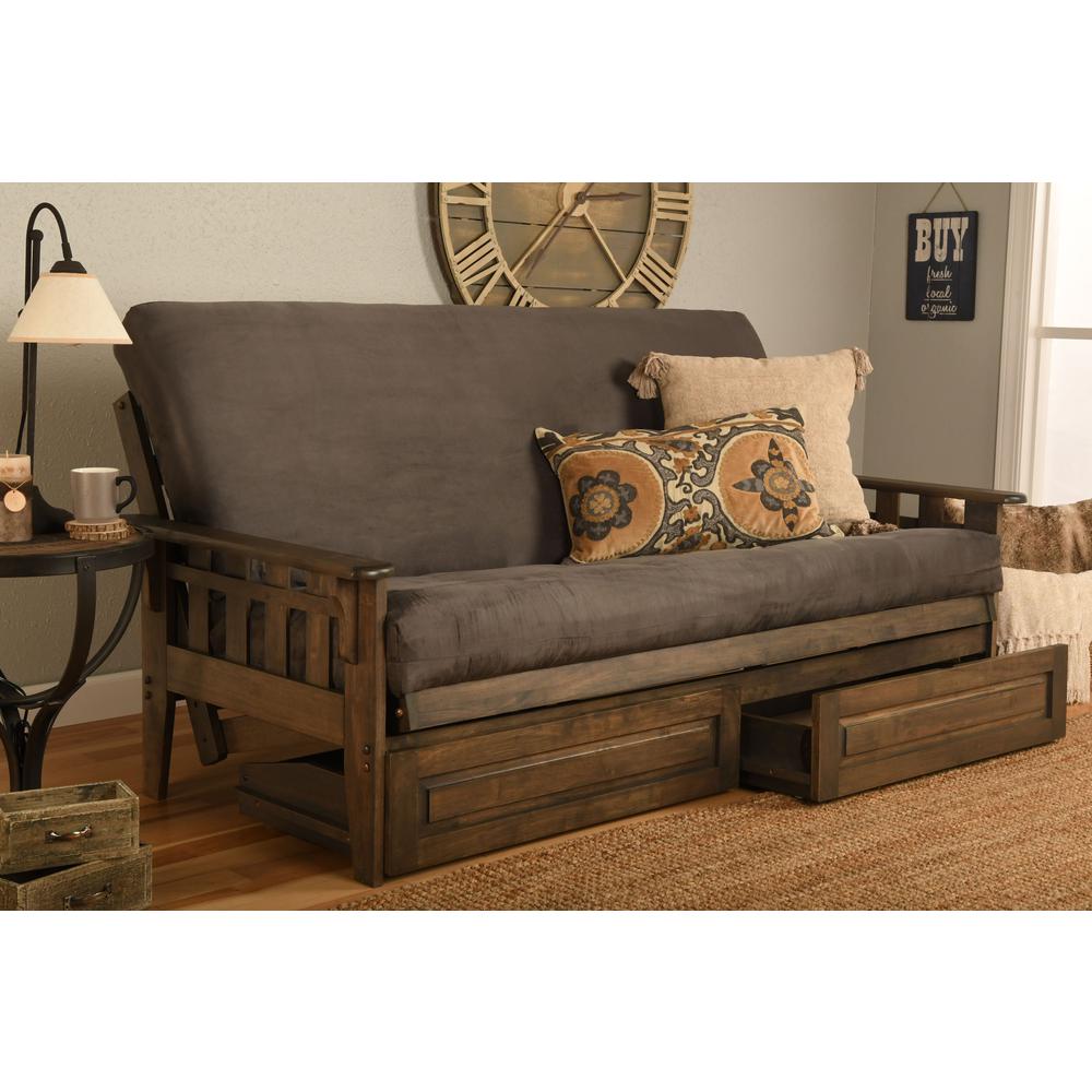 Tucson Frame-Rustic Walnut Finish-Suede Gray Mattress. Picture 5