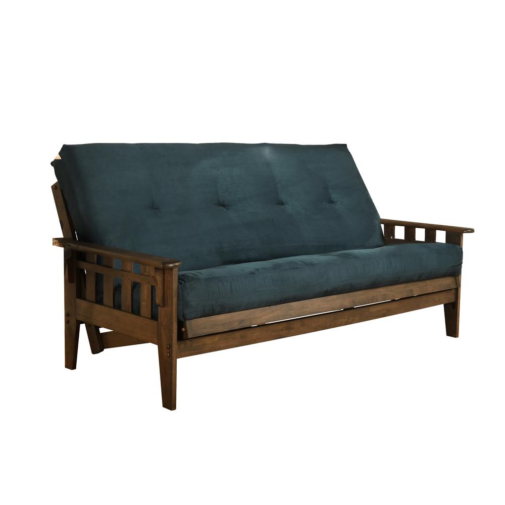 Tucson Frame-Rustic Walnut Finish-Suede Navy Mattress. Picture 1