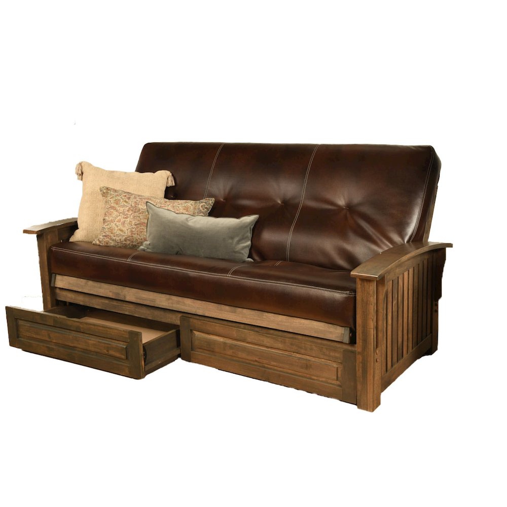 Washington Frame-Rustic Walnut Finish-Oregon Trail Java Mattress-Storage Drawers. Picture 1