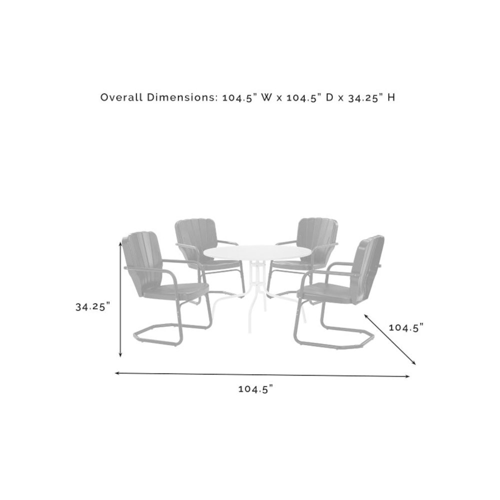 Ridgeland 5Pc Round Retro Outdoor Dining Set - Dining Table & 4 Chairs. Picture 3