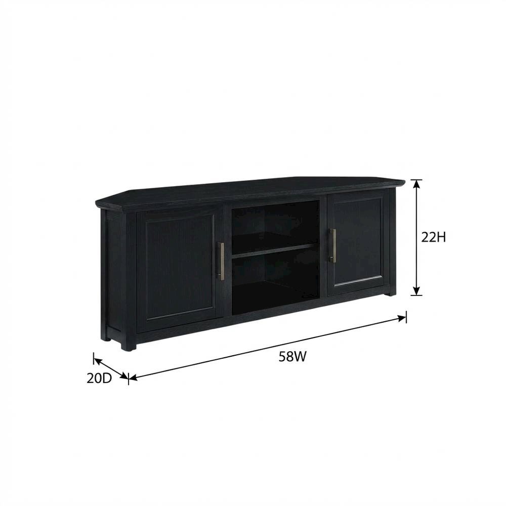 Black Corner TV Stand for 65+ Inch TVs with Storage Shelves. Picture 7