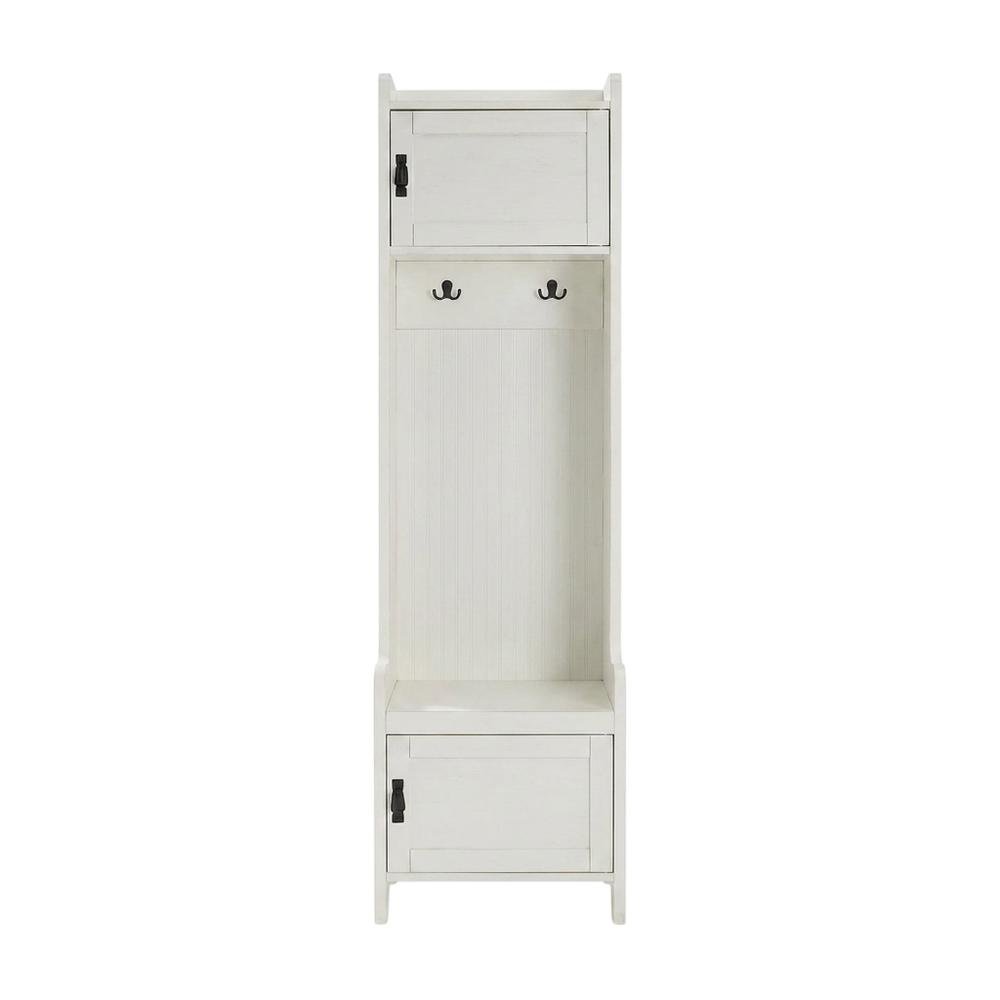 White Narrow Hall Tree, MDF Birch Veneer, Coat Hooks, Tall Entryway. Picture 4