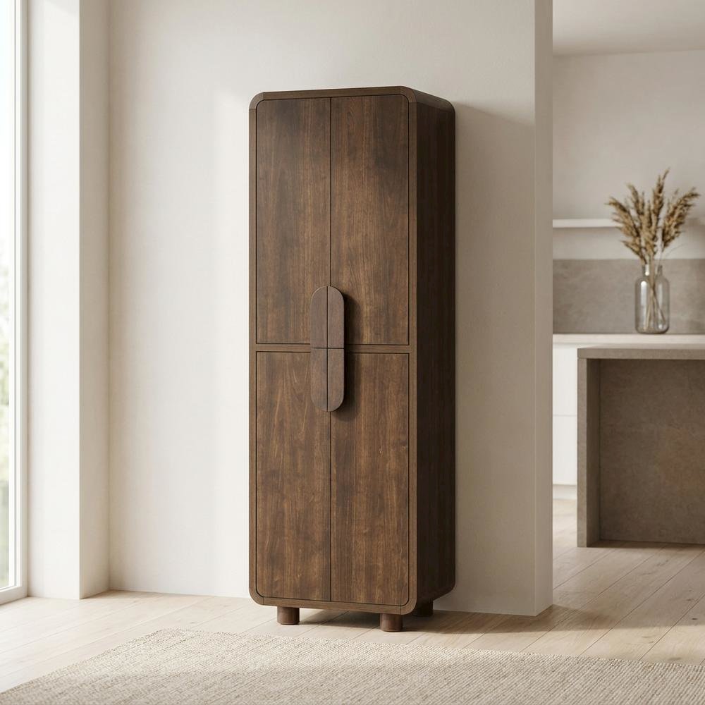 Pantry Cabinet in Rustic Finish with Anti-Tip Mechanism and Spacious Storage. Picture 3