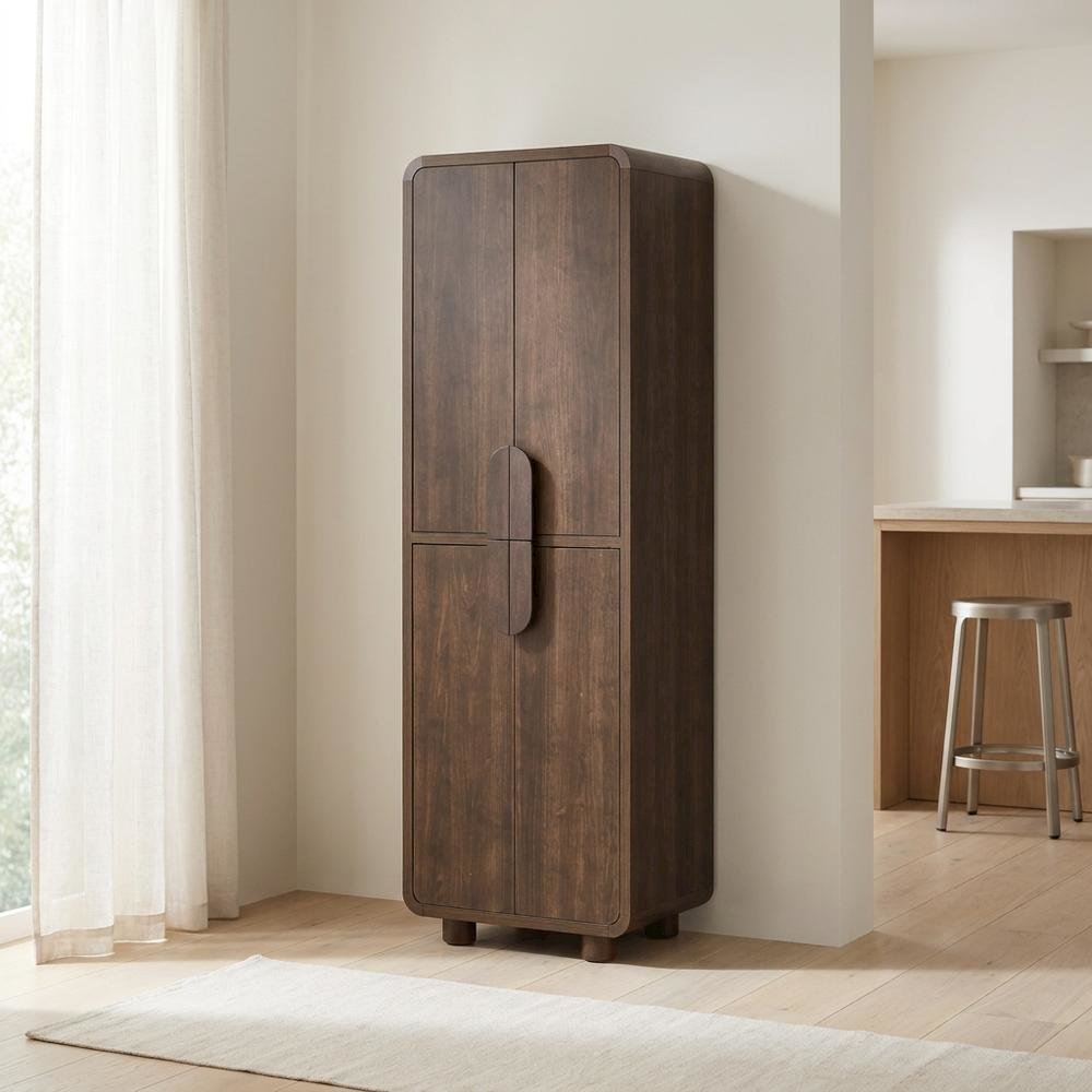 Pantry Cabinet in Rustic Finish with Anti-Tip Mechanism and Spacious Storage. Picture 2
