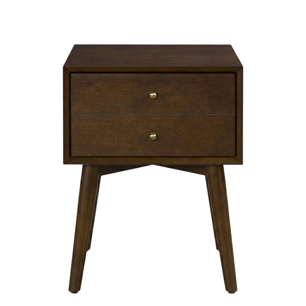 Nightstand in MDF and Solid Poplar Wood with Veneer Finish for Bedroom Storage. Picture 4