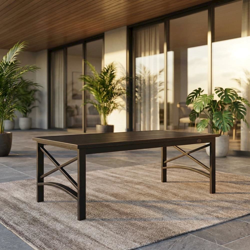 Oil-Rubbed Bronze Outdoor Coffee Table with Sturdy Design and Anti-Tip Hardware. Picture 3