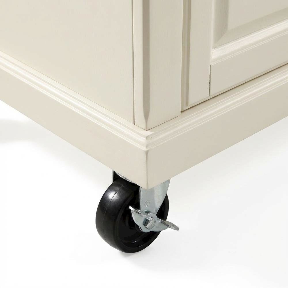White and Gray Kitchen Cart with Granite Top and Storage Space. Picture 5