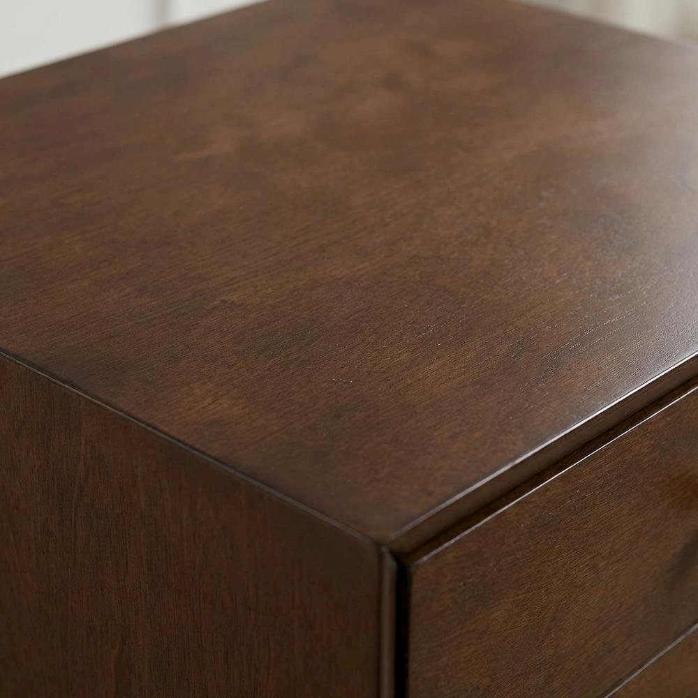Nightstand in MDF and Solid Poplar Wood with Veneer Finish for Bedroom Storage. Picture 5