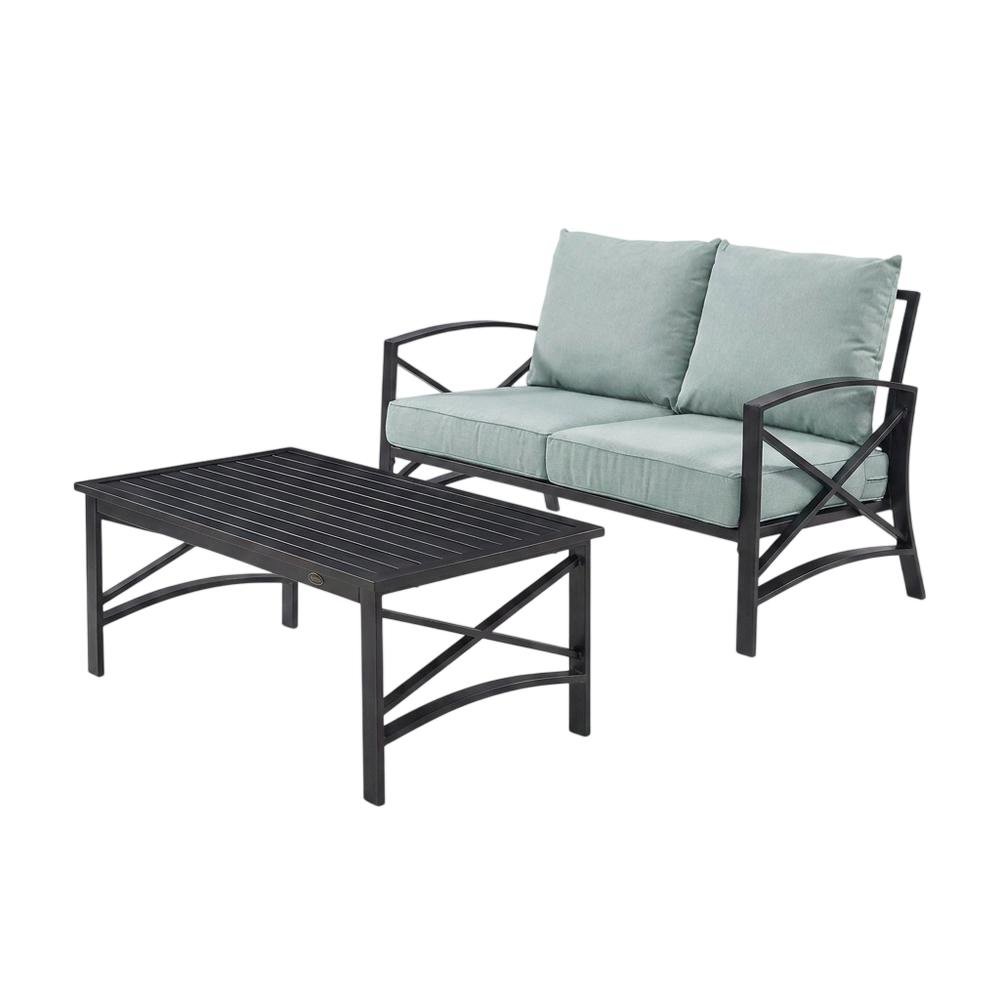 Mist Oil Rubbed Bronze Outdoor Chat Set with Loveseat and Coffee Table. Picture 1