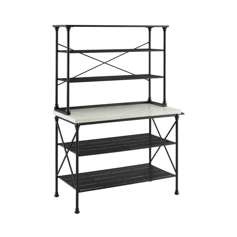 Matte Black Kitchen Island and Hutch Set with Anti-Tip Safety Features. Picture 3