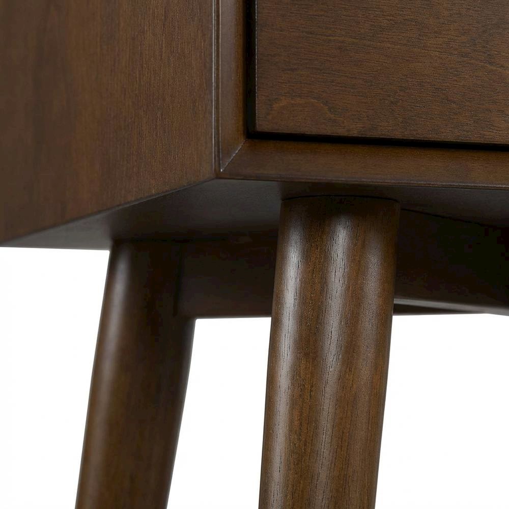 Nightstand in MDF and Solid Poplar Wood with Veneer Finish for Bedroom Storage. Picture 6