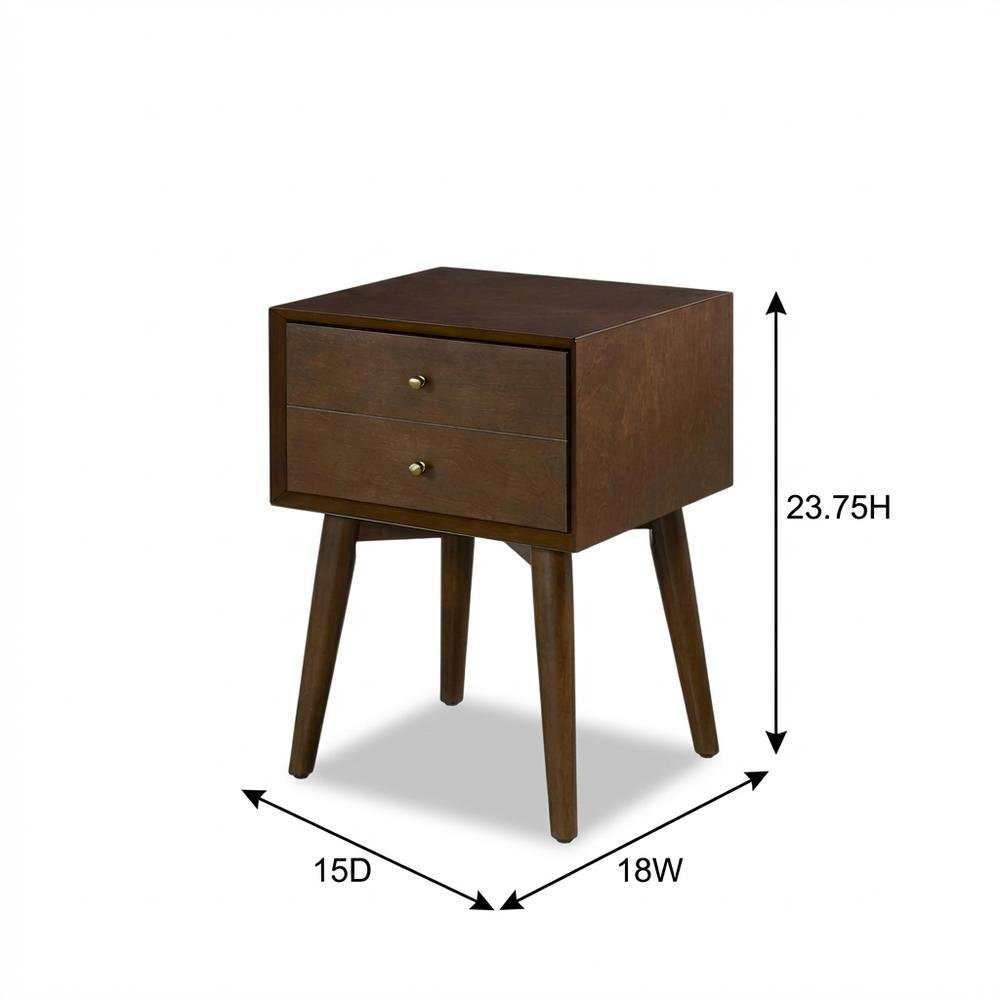 Nightstand in MDF and Solid Poplar Wood with Veneer Finish for Bedroom Storage. Picture 7