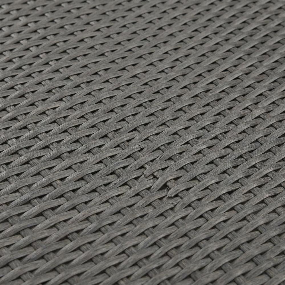 Weathered Gray Wicker Storage Bin for Outdoor Use with Anti-Tip Hardware. Picture 5