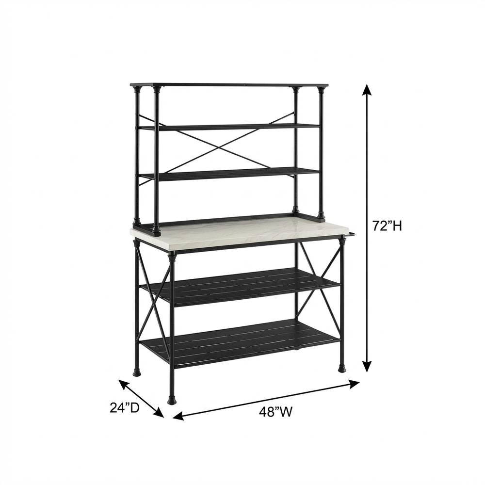 Matte Black Kitchen Island and Hutch Set with Anti-Tip Safety Features. Picture 4