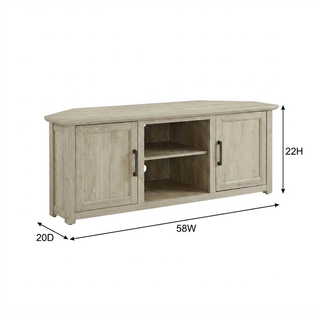 Corner TV stand for 65+ inch TVs in classic wood finish with ample storage space. Picture 7