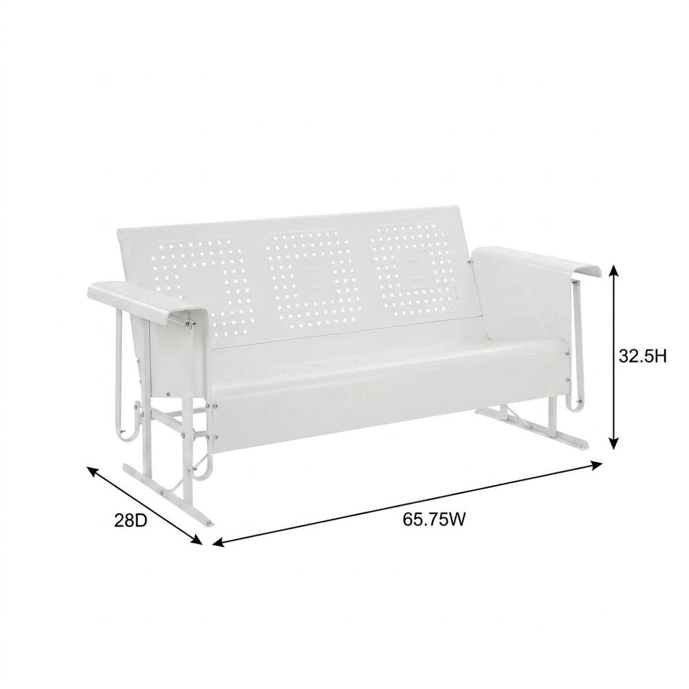 White outdoor sofa glider with anti-tip hardware and 3-seat capacity. Picture 7